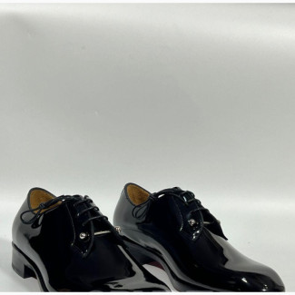 Christian Louboutin Chambeliss Black Leather Derby Shoes - Classic Men#039;s Lace-up Dress Shoes