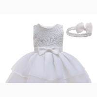Baby Girls White Dress With Headband