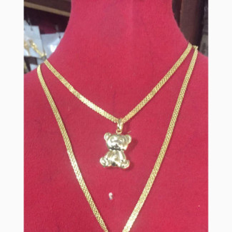 Long and Short Carpet Necklace With Teddy Bear Pendant
