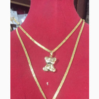 Long and Short Carpet Necklace With Teddy Bear Pendant