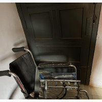Standard Wheel Chair with Urinary - Black Metal Folding Chair