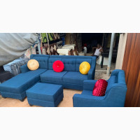 Quality L Shape Seven Seater and One Poof