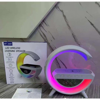 RGB Music Desk L With Wireless Charging and Digital Clock