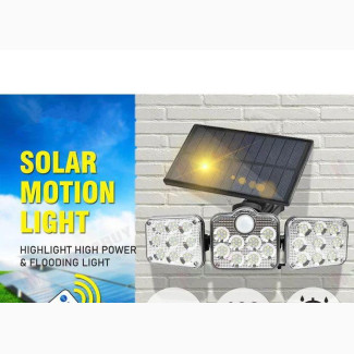 138 LED 3 Heads Rotatable L Motion Sensor Solar Lights
