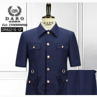 Navy Blue Short Sleeve Safari Suit