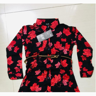 Girls Quality Multicolor Gown With Belt