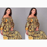 Gold Maxi Dress - 30% Off! High Quality Silk Material