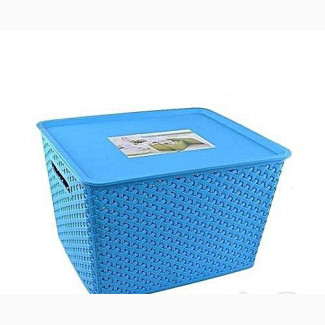 Storage Basket With Lid - Blue