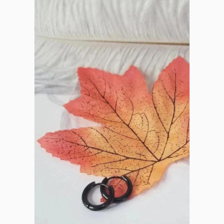 Pure Stainless Steel Loop Black Earring