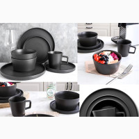 Black Matte 16pcs Dinner Set - Great for Personal Use or as a Gift