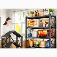 5 Tier Foldable Rack Kitchen Rack With Wheels - Multipurpose Storage Organizer
