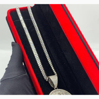 Ice Out Cuban Necklace With Pendant and Bracelet