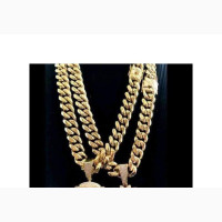 Original Sophisticated Cuban Gold Chain With Stylish Iced Ou
