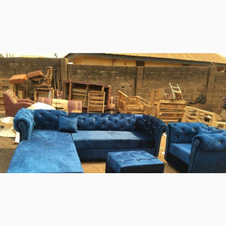 L Shape Tufted Sofa with Center Table and 3 Throw Pillows - Brand New