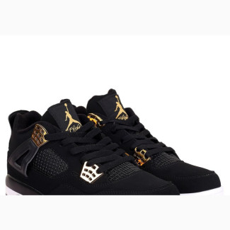 Air Jordan 4 Black Gold Sneakers, Nike Shoes (Canvas)
