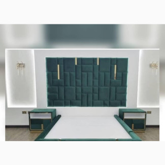 Bedframe With Two Bed Side With Gold Trim Can Be in Size