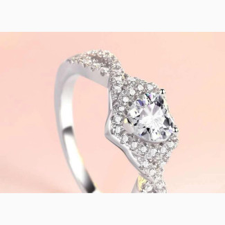 Heart Shape Silver Engagement Ring