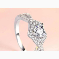 Heart Shape Silver Engagement Ring