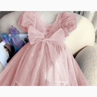 Girls Christmas Party Star Print Long Dress Children Gown
