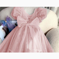 Girls Christmas Party Star Print Long Dress Children Gown