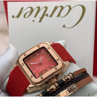 Unisex Red Rubber Watch and Bracelet Set