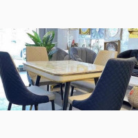 Luxury Dining Set Marble Pin Leg by 4