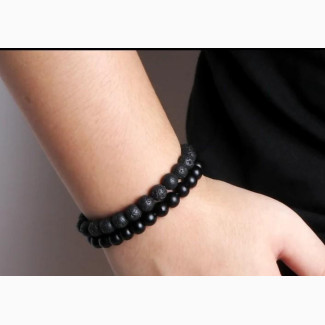 Men Natural Volcanic Stone Bracelets Matte Onyx Jewelry