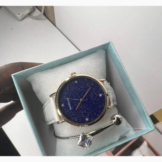 Stylish Female Leather Wristwatch with Bracelet