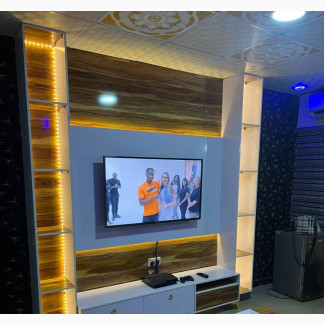 TV Stand With Wall Frames and Center Table
