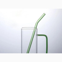 Square Glasses Cup With Straw Single Colored Handle