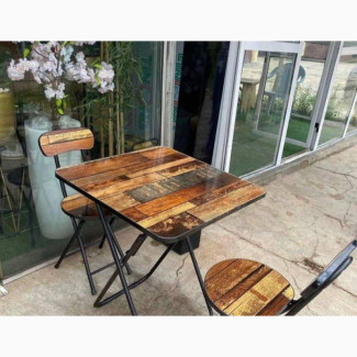 Faux Marble Foldable Chair and Table