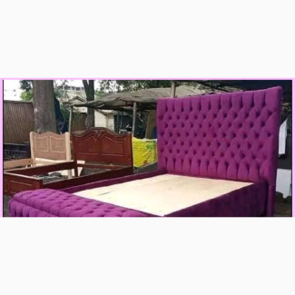 6 by 6 Fabric Bed Frame With Ottoman