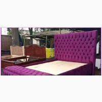 6 by 6 Fabric Bed Frame With Ottoman