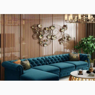 L- Shaped Chesterfield Sofa Made With Fabrics