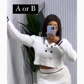 Luxury White Two Piece Mini Skirt Set Dress - Brand New