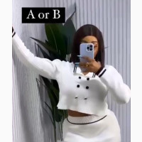 Luxury White Two Piece Mini Skirt Set Dress - Brand New