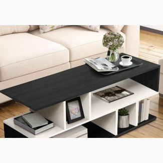 White Black Z Shaped With Storage Centre Table