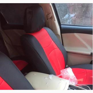 Plain Leather Seat Cover Red and Black