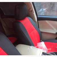 Plain Leather Seat Cover Red and Black