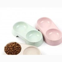 Small Plastic Double Pet Bowl for Cat and Small Dogs
