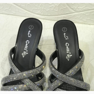 Black and Silver Slipper Heel