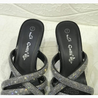 Black and Silver Slipper Heel