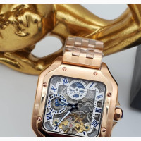 Original S /S Cartier 4 Corner Automatic Engine Chain Watch