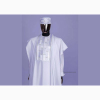 White Agbada Wear With Embroidery for Men