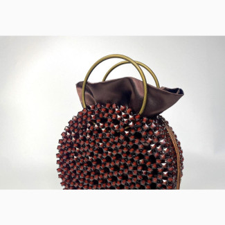 Round Beaded Bag With Satin