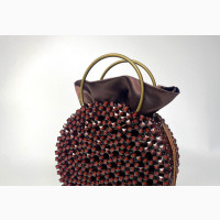 Round Beaded Bag With Satin
