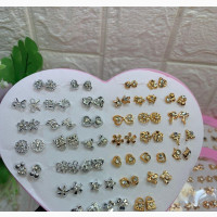 Pink Box with 36 Pairs of Pin Earrings for Women