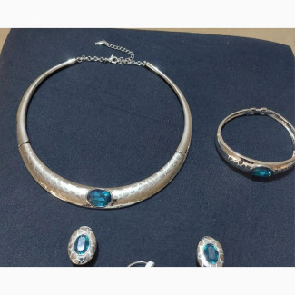 Silver Jewelry with Ruby - Necklace, Bracelet, Earrings, and Ring