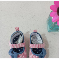 Red Stripe and Denim Prewalker Girls Shoes 7