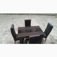 4 Seater Black Leather Dinning